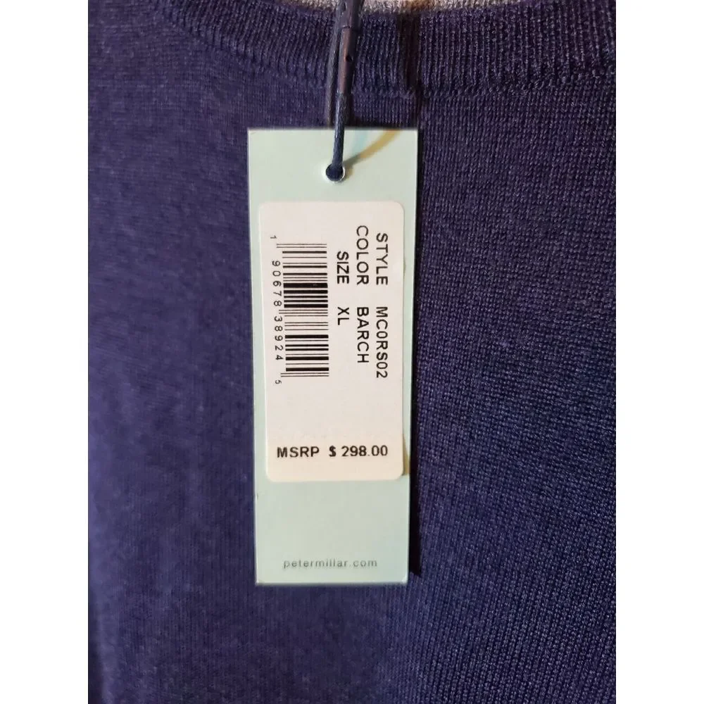 Peter Millar Collection Sweater Mens XL Blue Pullover Knit Wool Blend V Neck NWT